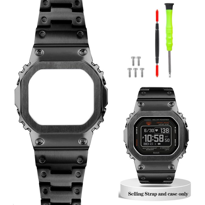 Modified Watch Strap Bezel for G-SHOCK Casio DW-H5600 DWH5600 Bluetooth Heart Rate Solid Stainless Steel Case Watch Band Chain