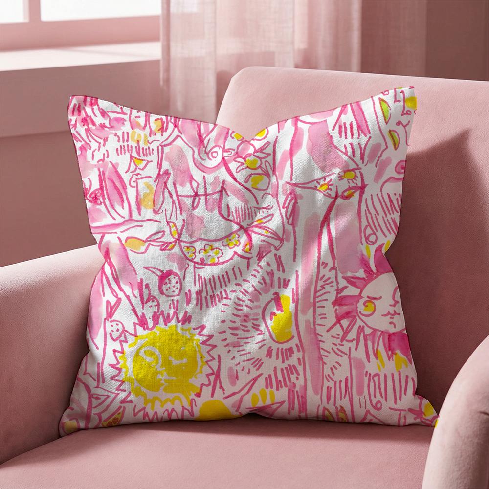 L-Lilly Decor P-Pulitzer Cushion Cover Multi-Scene Pillow Cover for Home & Car - Reversible, Soft & Durable for Daily Use