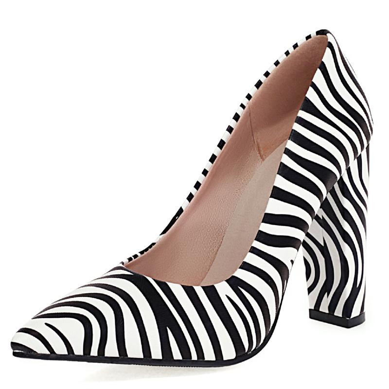 Fashion High Heels Shoes Women Large Size Sexy Animal Print Block Heels Pumps Women Party Office Shoes Dress Pumps Female