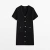 MD Women's Clothing Early Autumn Classic Style Fancy French Heavy Industry Black Short V-neck Dress Female 06637624800