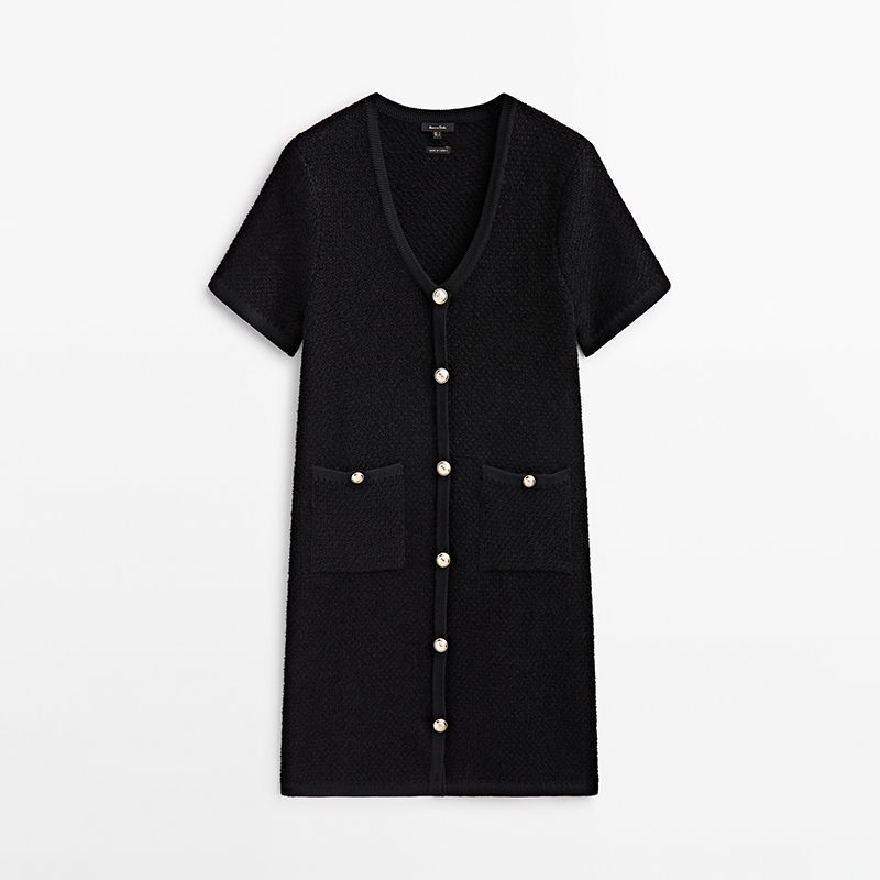 MD Women's Clothing Early Autumn Classic Style Fancy French Heavy Industry Black Short V-neck Dress Female 06637624800