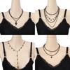 Geometric Multilayer Chain Necklace With Cross Pendant For Fashionable Unisex Wear
