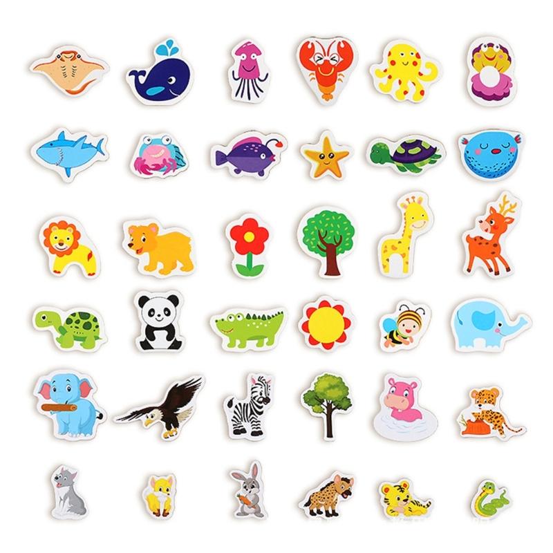 

Set of 36 Wood Cartoon Animal Magnets Fun Magnetic Toy for Children Educational Toy Refrigerator Decoration Magnets 1
