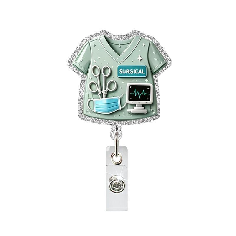 Shiny Glitter Nurse Badge Reel Rotatable Retractable Clip Durable ID Card Holder for Travel Outdoor Work School Identification