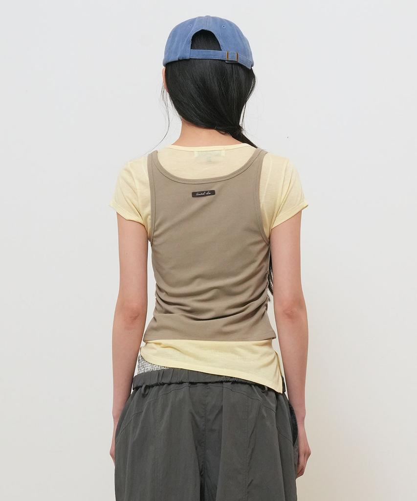 GENERALIDEA Two-Way Color Layered T-Shirt [Beige] / Gf2Lts532