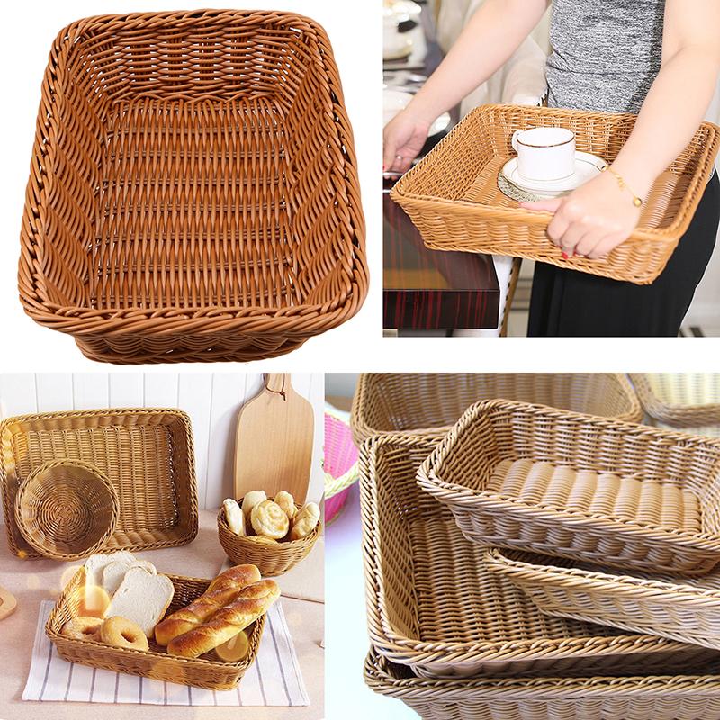 Rattan Bread Storage Basket Home Kitchen Vegetable Storage Organization Fruit Snack Storage Woven Basket