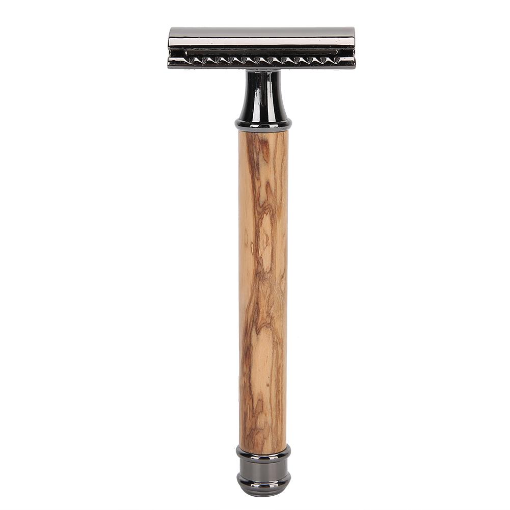 

Double Sided Manual Razor Wooden Handle Non Slip Close Fitting Portable Shaving Knife Black