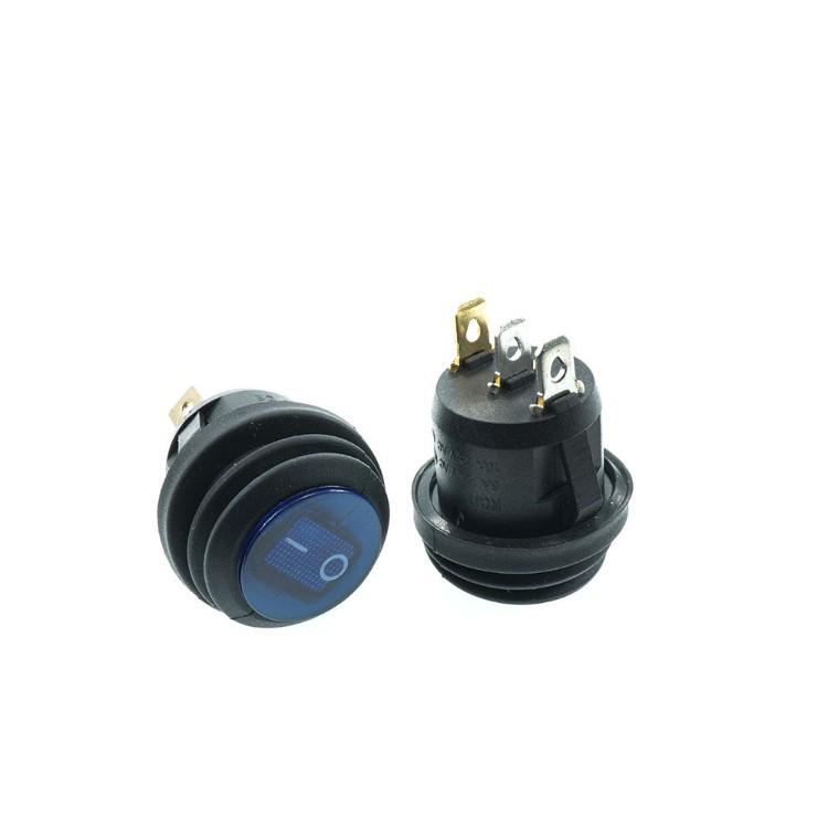 Waterproof KCD6 Round Power Switch with Light, Tripod Design, 2-Position, 23mm Outer Diameter, 20mm Hole Diameter