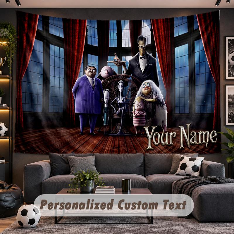 Die Addams Family Personalisierte Wandteppich-Unterstützung Benutzerdefinierter Name, Wandkunst Heimdekoration