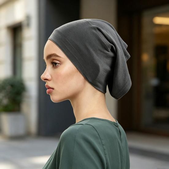 Headscarf Inner Hat Mercerized Cotton Soft Breathable Sweat-Wicking Base Hat High Elasticity No Pilling Fading Headscarf Liner