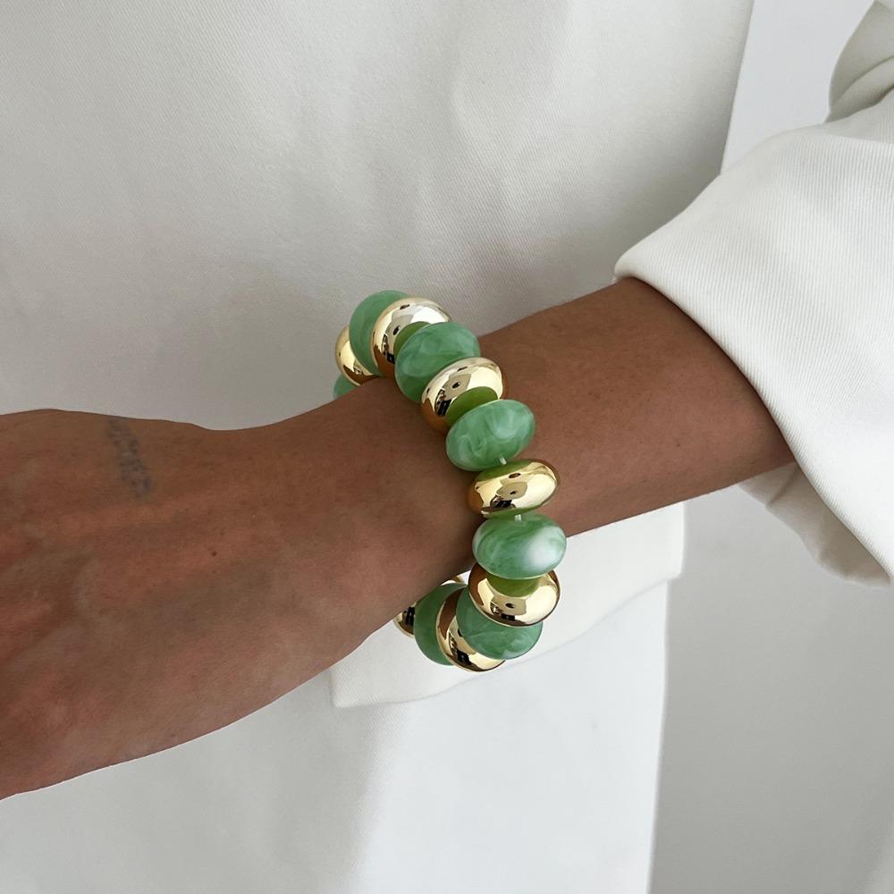 Round Beads Resin Bead Bracelet Multicolor Beaded Wristband Bohemian Jewelry  Gift for Women