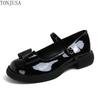 New women Mary Jane shoes round head thick heel bow loafers large size versatile
