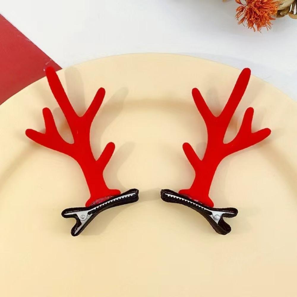 2pcs Assorted Christmas Reindeer Antler Hair Cute Pinecones Mushrooms Festive Accessories Holiday Parties Celebrations Hairpin