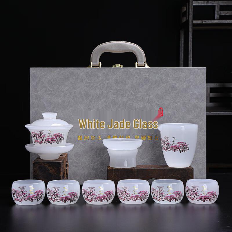 White Porcelain Glazed Tea Set Gift Box Jiangnan Spring Morning White Jade Set
