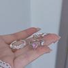 Niche High-End Zir*****Pening Adjustable Ring Love Pink Zircon Exquisite Fashion Stacked Ring Woman