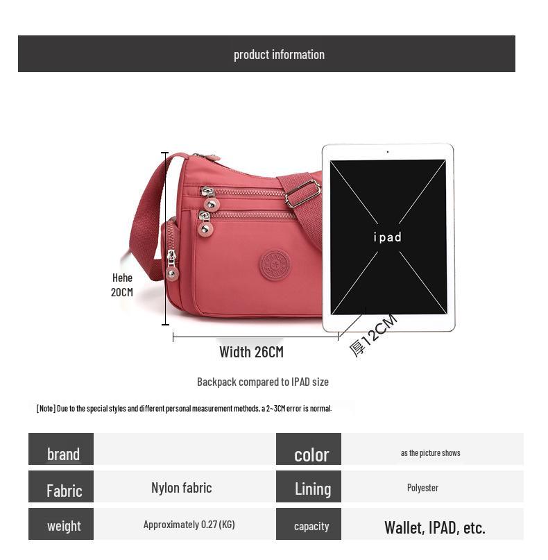 Stylish Mid-Aged Women’s Waterproof Nylon Crossbody Bag with Multiple Compartments