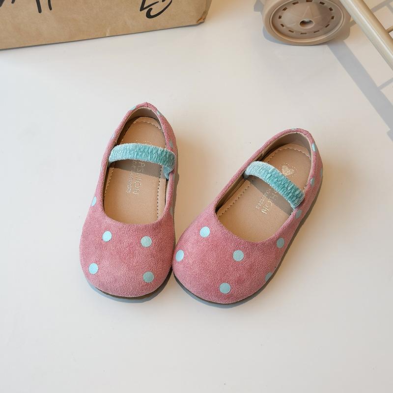 Girls Ballet Flats Princess Velvet Spotted Mary Jane Shoes Baby Girl Child Chic Candy Color Spring Casual Shoes with Elastic