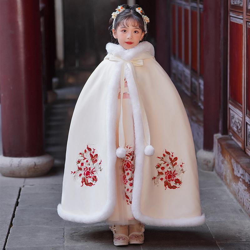 

Girls Purple Hanfu Cape for Autumn/Winter Chinese New Year - Fairy Style Children s Ancient Costume 110cm