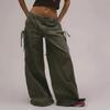 Womens Quick Dry Cargo Pants Loose Straight Low Waist Drawstring Casual Trousers Street Style