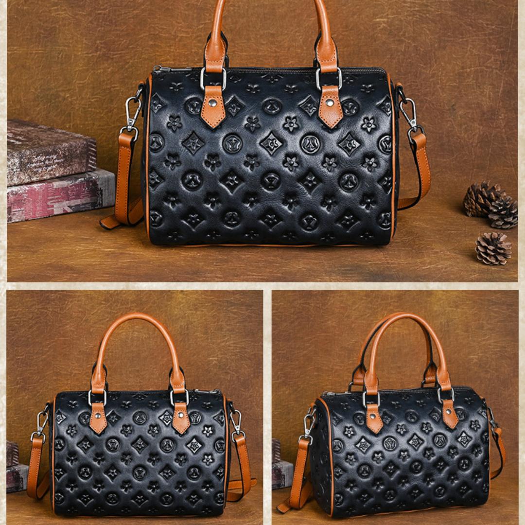 Большая вместительная сумка через плечо с тиснением Vintage Tote 26*15*18 зелёный — фото 12