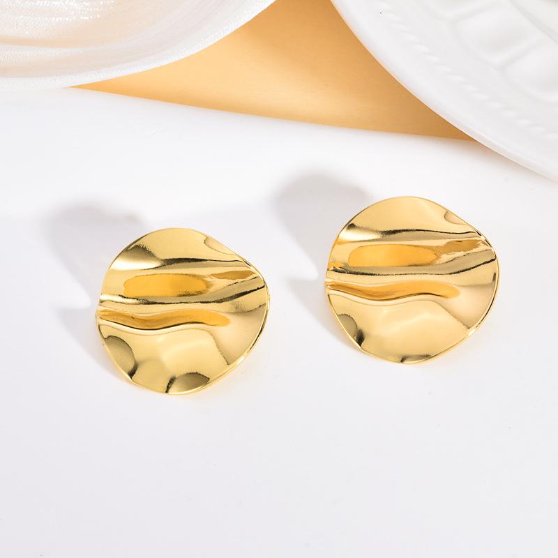 Retro Geometric 304 Stainless Steel Ear Studs with Concave-Convex Design