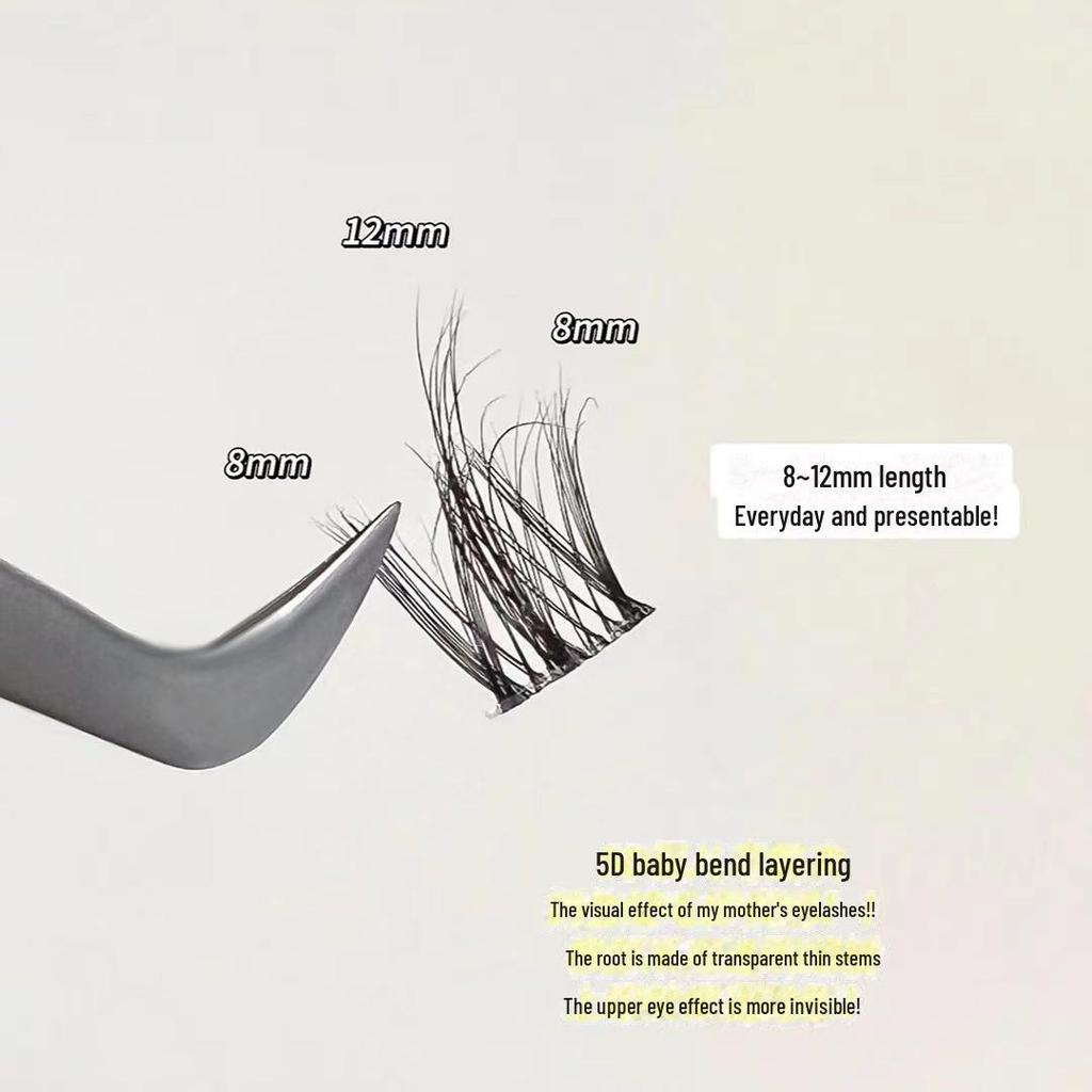 Aoji 5D Mink Velvet Self-Adhesive False Eyelashes: Natural Curved, Single Cluster, Layered Simulation.