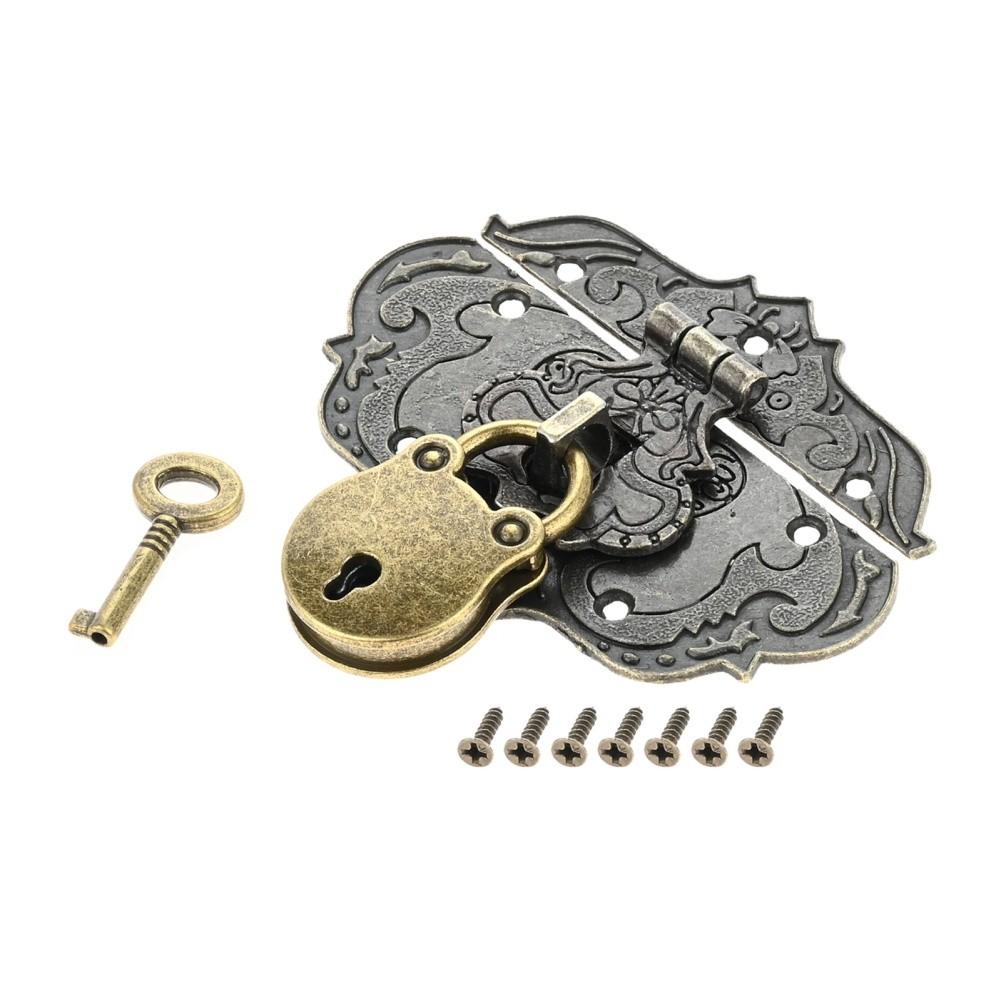 Antique Zinc Alloy Padlock and Hasp for Furniture and Boxes Lock for Jewellery Cases Wooden Storage and Chests