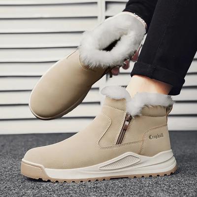 Winter Allround Schneestiefel für Herren Plus Samt Warm Baumwollschuhe Bequem Kältefest Outdoor-Sport Knöchelstiefel mit Reißverschluss
