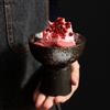 Hohe Keramikschale auf Fuß, Dessert-Eisbecher, Obstsalat-Suppen-Servierschale für Haushaltsgeschirr