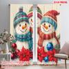 2pcs,2D Plane Printing Curtains Digital Printed Cute Snowman Christmas Festive (2) Polyester Easy Install (without Rod)