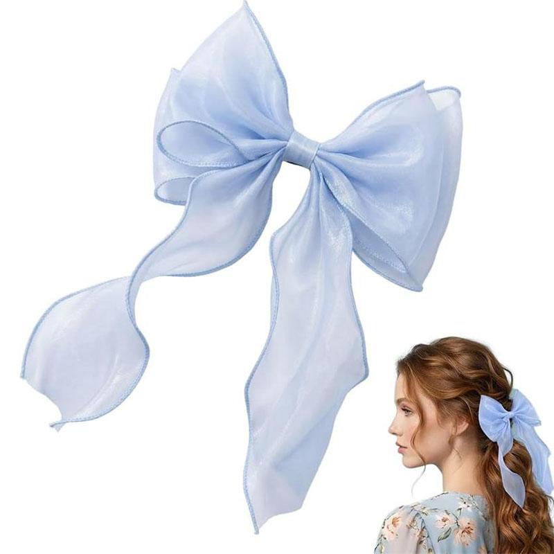 Large Hair Bow Clip with Long Tails Elegant Bows for Women Girls Hair Accessories
