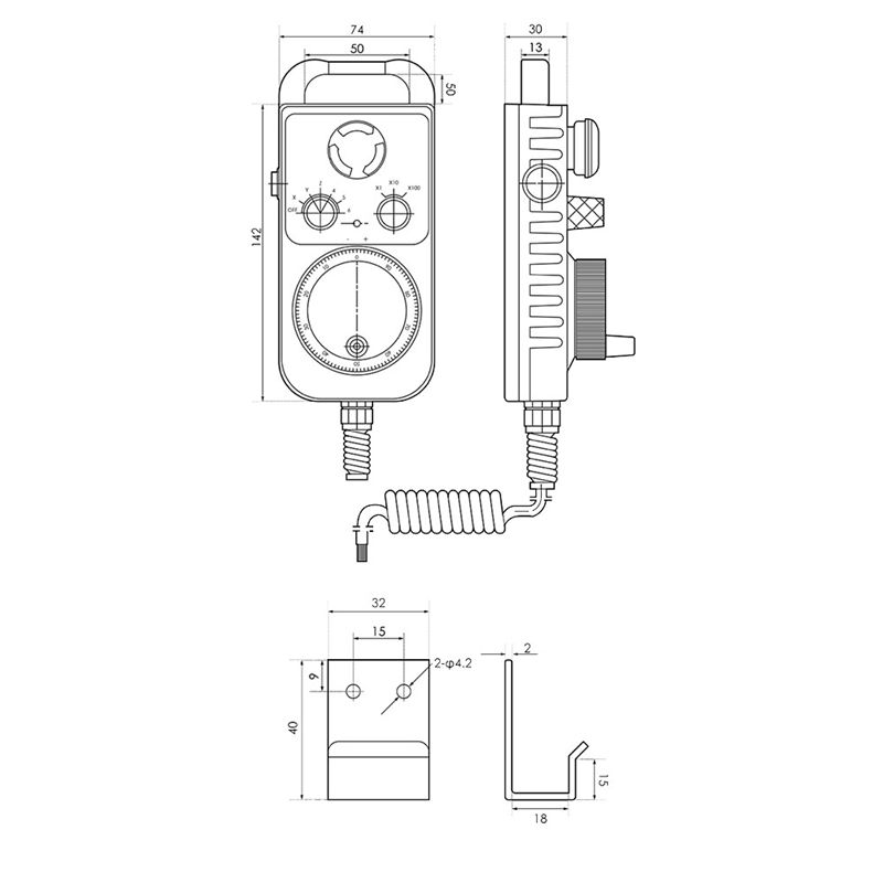 A84X-Handrad-Typ Universelles CNC MPG Pendant Handrad 100 Impulse 5V & Not-Aus CNC-Fräser Handrad