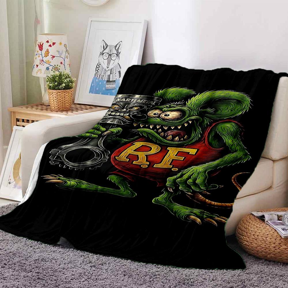 

1pc Rat-Fink Soft Warm Throw for Home, Office, Trave, All-Season Cozy Bedding Gift, Office Cozy Accessory 1133 80cmx120cm(31inx47in)