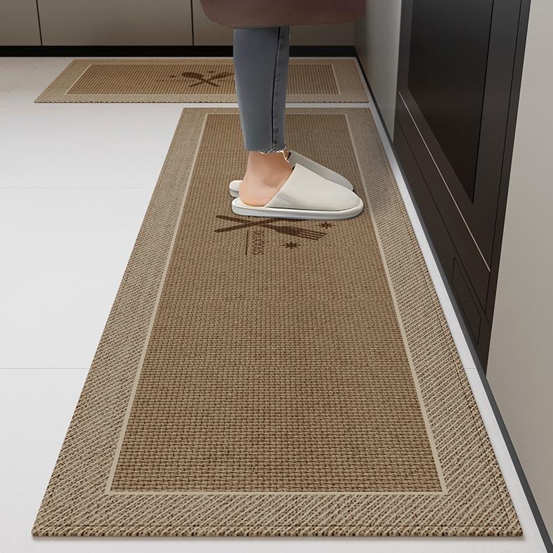 Kitchen Carpet Non-slip Wear-resistant Waterproof Floor Mat Gray Minimalist Pattern Rug Long Size Home Decoration Foot Mats