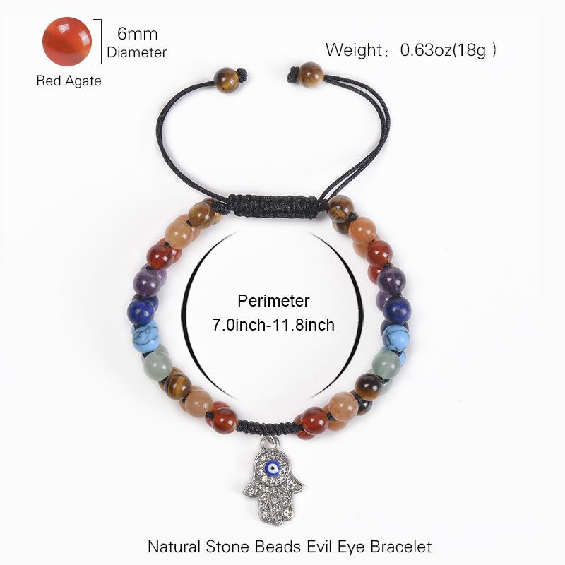 Women's Retro Fatima's Hand Evil Eye Bracelet with Crystal & Natural Stone
