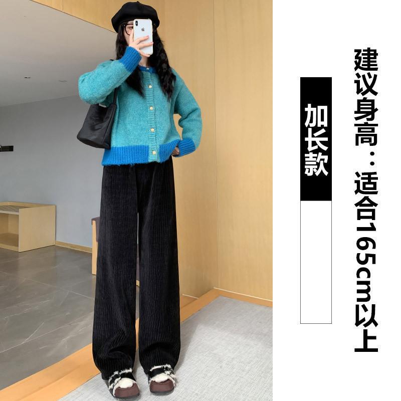

Chenier wide-leg pants women s autumn and winter lazy narrow version drape casual pants fleece straight pants children XL