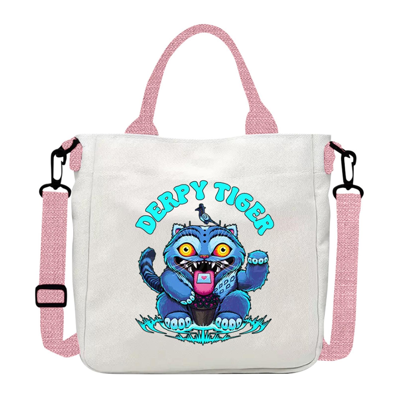 

Группа Холщовая Сумка Мультяшная Маленькая Иллюстрация Студенческая Коллекция Сумка Через Плечо Сумка для Покупок One Size