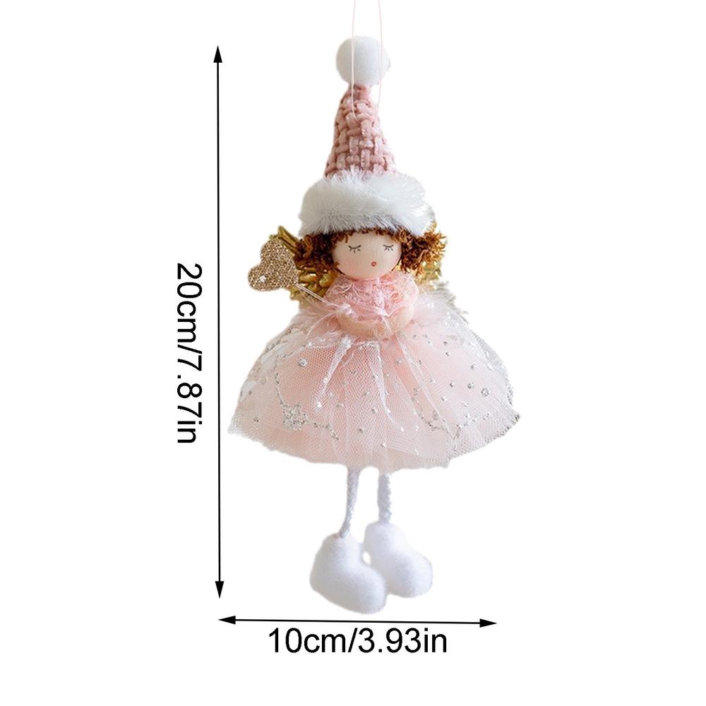 Christmas Angel Doll Christmas Tree Angel Doll Pendants Wearing Pointy Hat Mesh Dress Handmade Angel Ornaments for Christmas