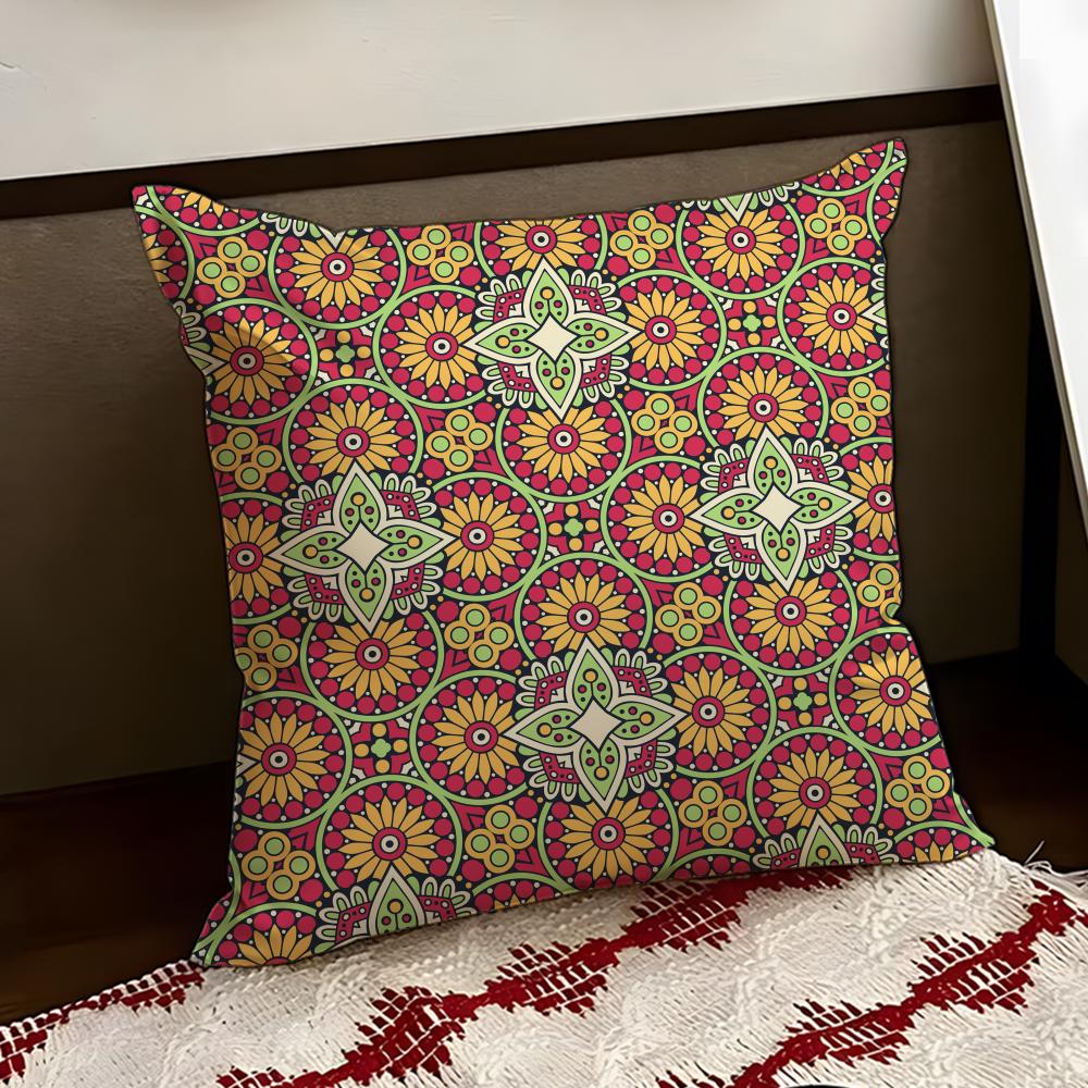 Indian Ethnic Pattern Cushion Cover Reversible Soft Durable Pillow Cover Home  Car MultiScene Use for Daily Comfort