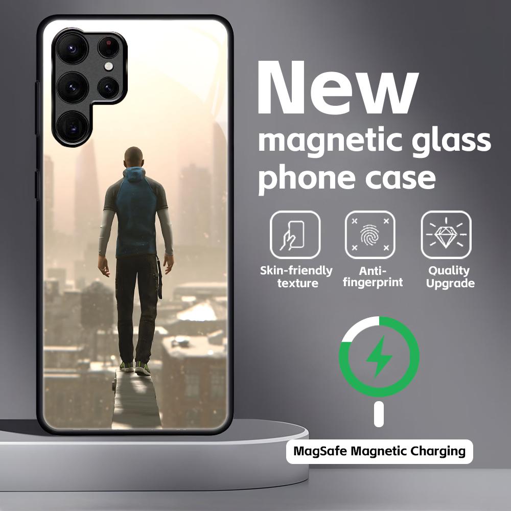 Klassisches Spiel Detroit Become Human Handyhülle für Samsung S26 S25 S24 S23 S22 S21 Plus Ultra Note20 Glas Magnetische Hülle