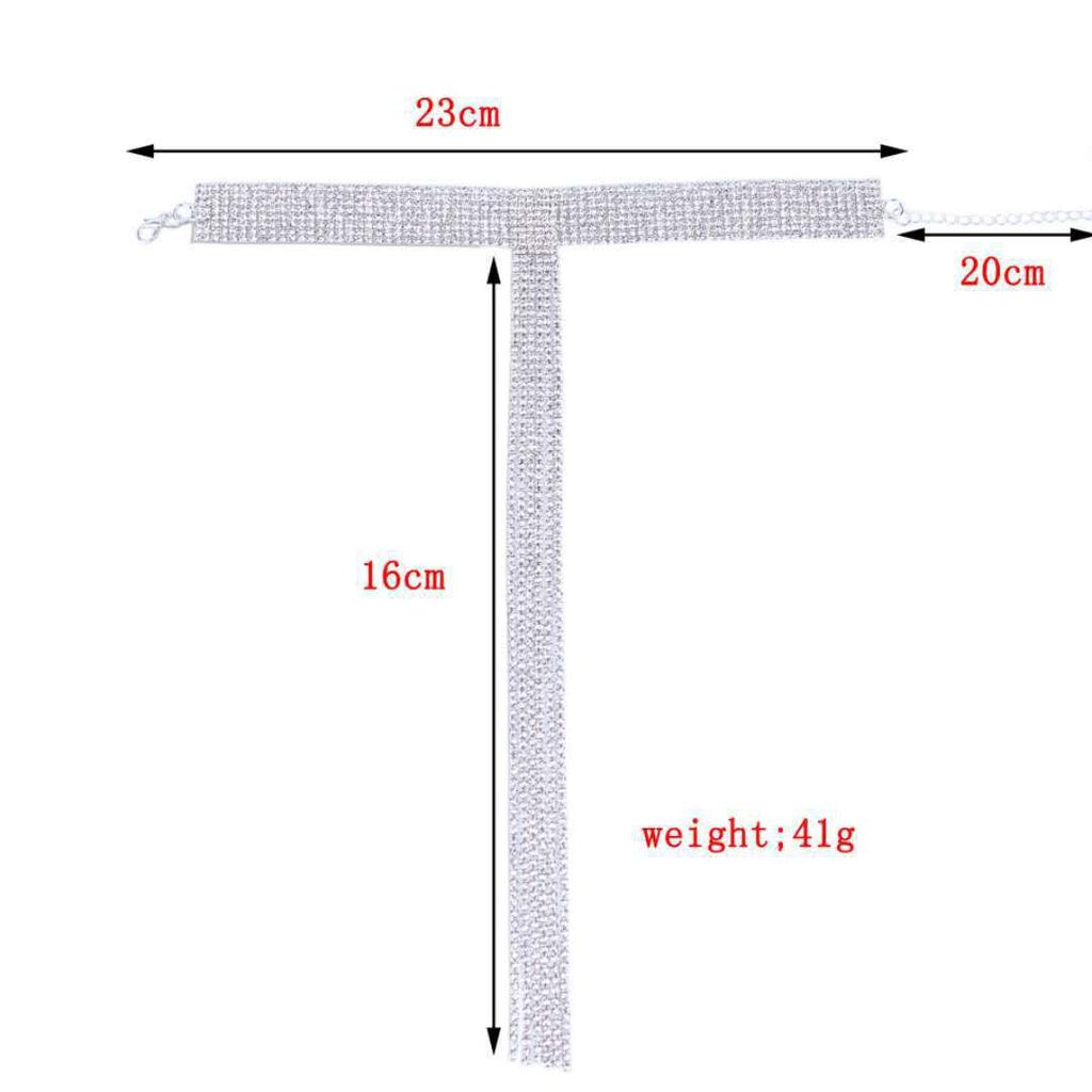 JMXD European American Luxury Long Layered Tassel Crystal Choker Necklace for Women Fashion Jewelry Accessories Party Wear Body Chain Iced Out