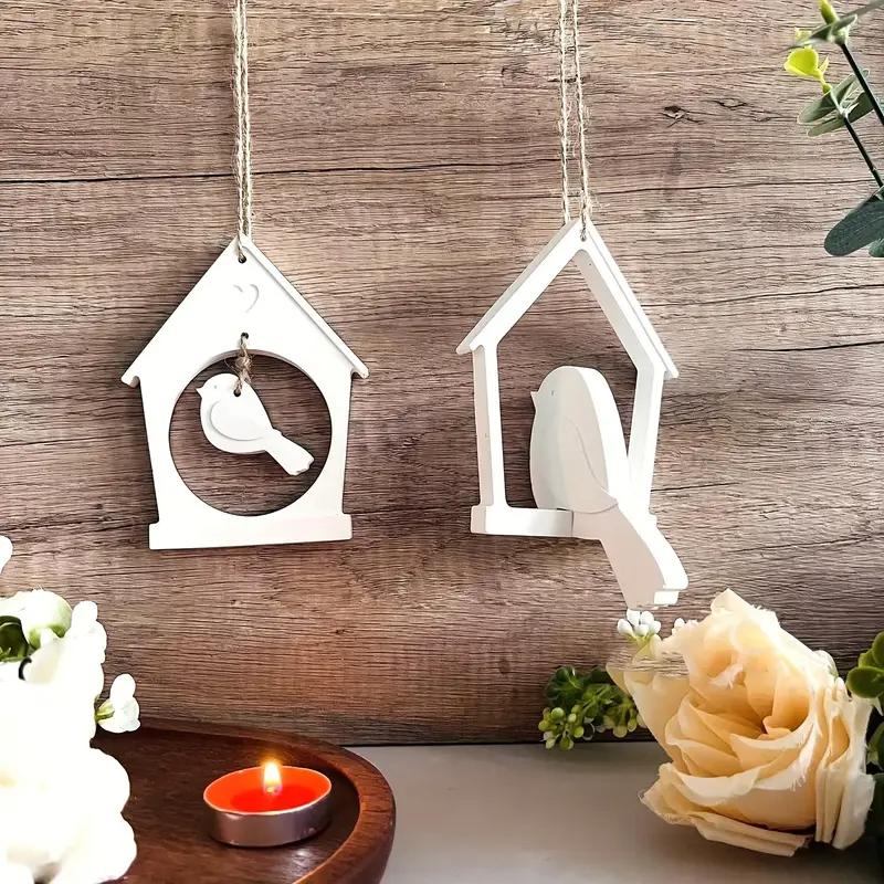 2Pcs Birdhouse Silicone Mold Set Includes One Heart-Shaped Hanging House Mold and Three Bird Molds Spring Home Wall Decorations