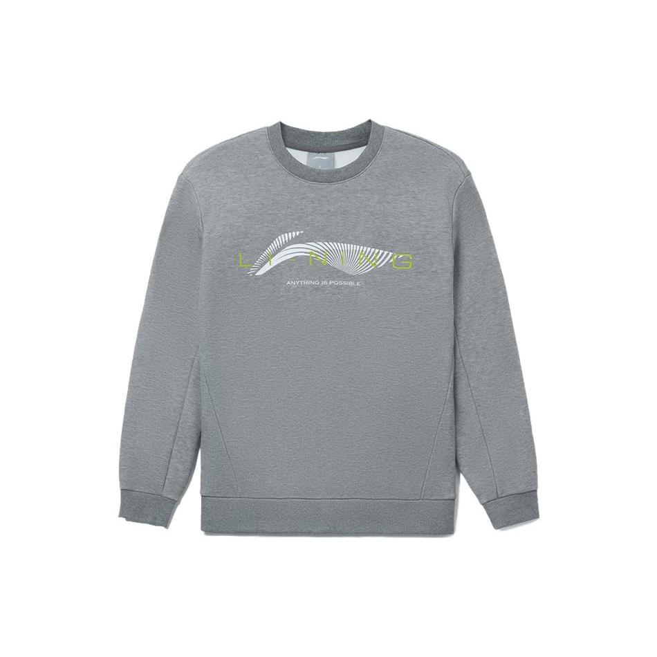 Li Ning Sports Life Collection Sweatshirts Unisex Gray Crew Neck Thickened Regular AWDRC25-3