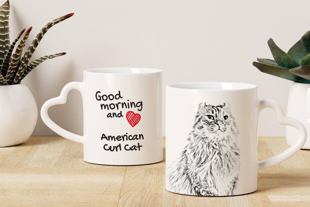 American Curl - Cat Mug, Adorable Heart-shaped Handle Mug, Universal Gift from Art-Dog Brand