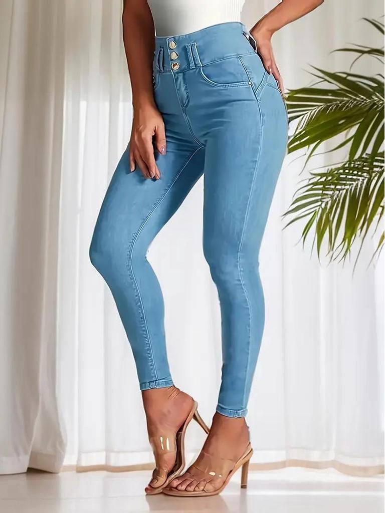 Jeans Skinny Taille Haute Push-Up Européens & Américains 2025 pour Femmes