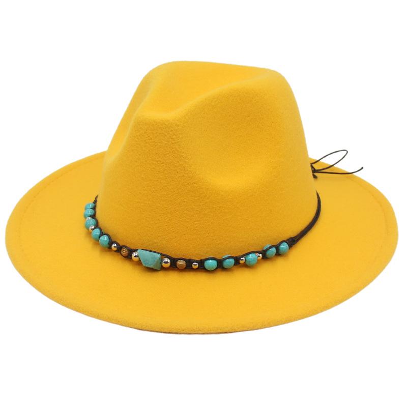 Western Cowboy Top Hat Big Eaves Mountaineering Hat Spring Summer Emerald Felt Hat Ethnic Style Tibetan Hat