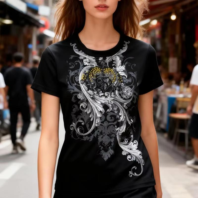 European and American Y2K dark personality printed fashionable retro temperament T-shirt