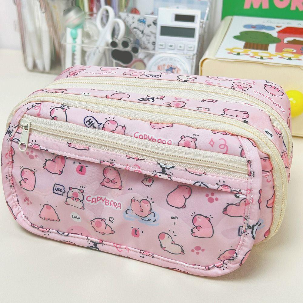 

Large Capacity Pen Bag Three-layer Stationery Bag Minimalist Storage Bag Gift 01