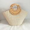 Borse Estive in Rattan e Paglia con Manico Rotondo Grande Capacità Stile Boemo Borse da Viaggio da Donna Intrecciate Grandi Borse a Spalla da Spiaggia Borse Intrecciate