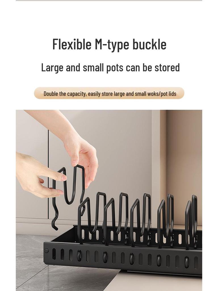 Adjustable Kitchen Pot Organizer Rack - Storage & Lid Holder for Cabinets and Countertops